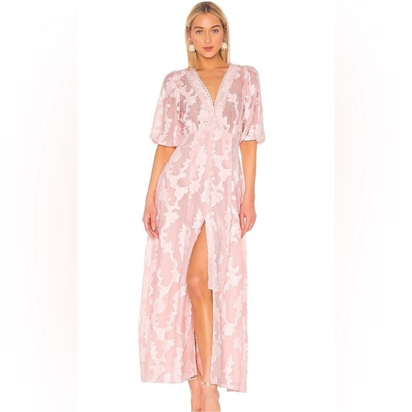 NWOT Tanya Taylor Ariela Floral-embroidered Jacquard Maxi Dress Blush - Picture 1 of 12